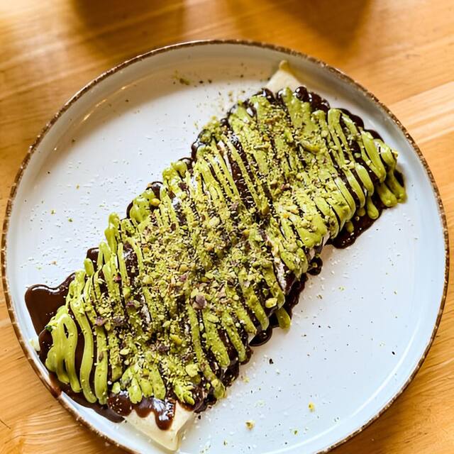 Pistachio Kunafa Crepe at Waffee House Mangalore